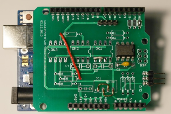 A picture of a simplified DMX Shield