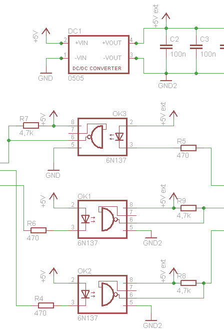 The schema used for isolating the data and control lines.