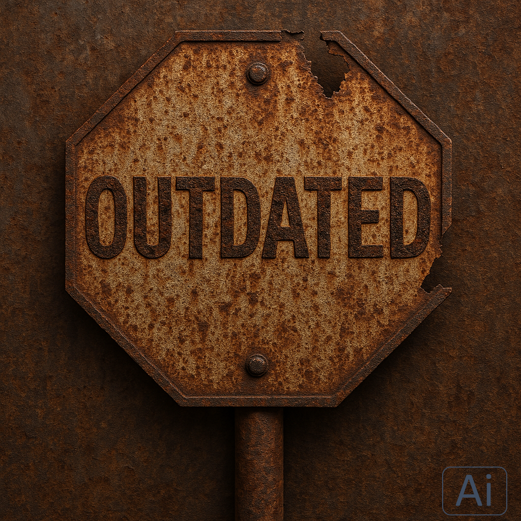 A rusty traffic sign illustrating the word `outdated` A rusty traffic sign illustrating the word `outdated`